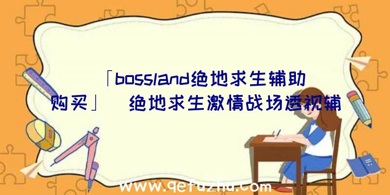 「bossland绝地求生辅助购买」|绝地求生激情战场透视辅助